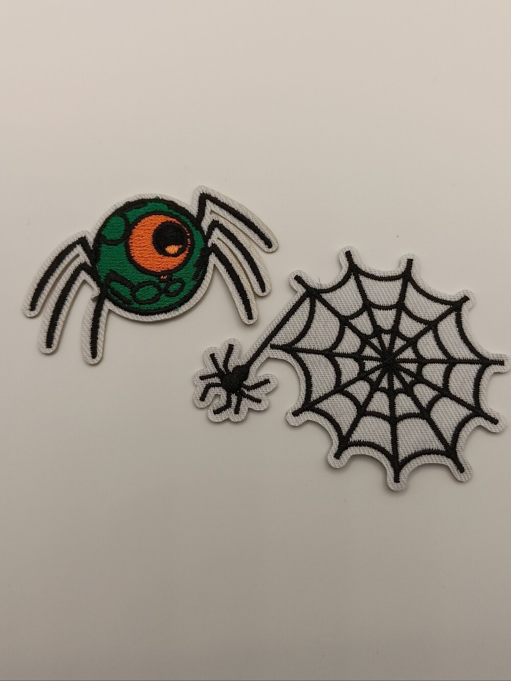 Adorable Cyclops Spider & Web Iron On Patch Pair, Halloween Cute Craft Applique